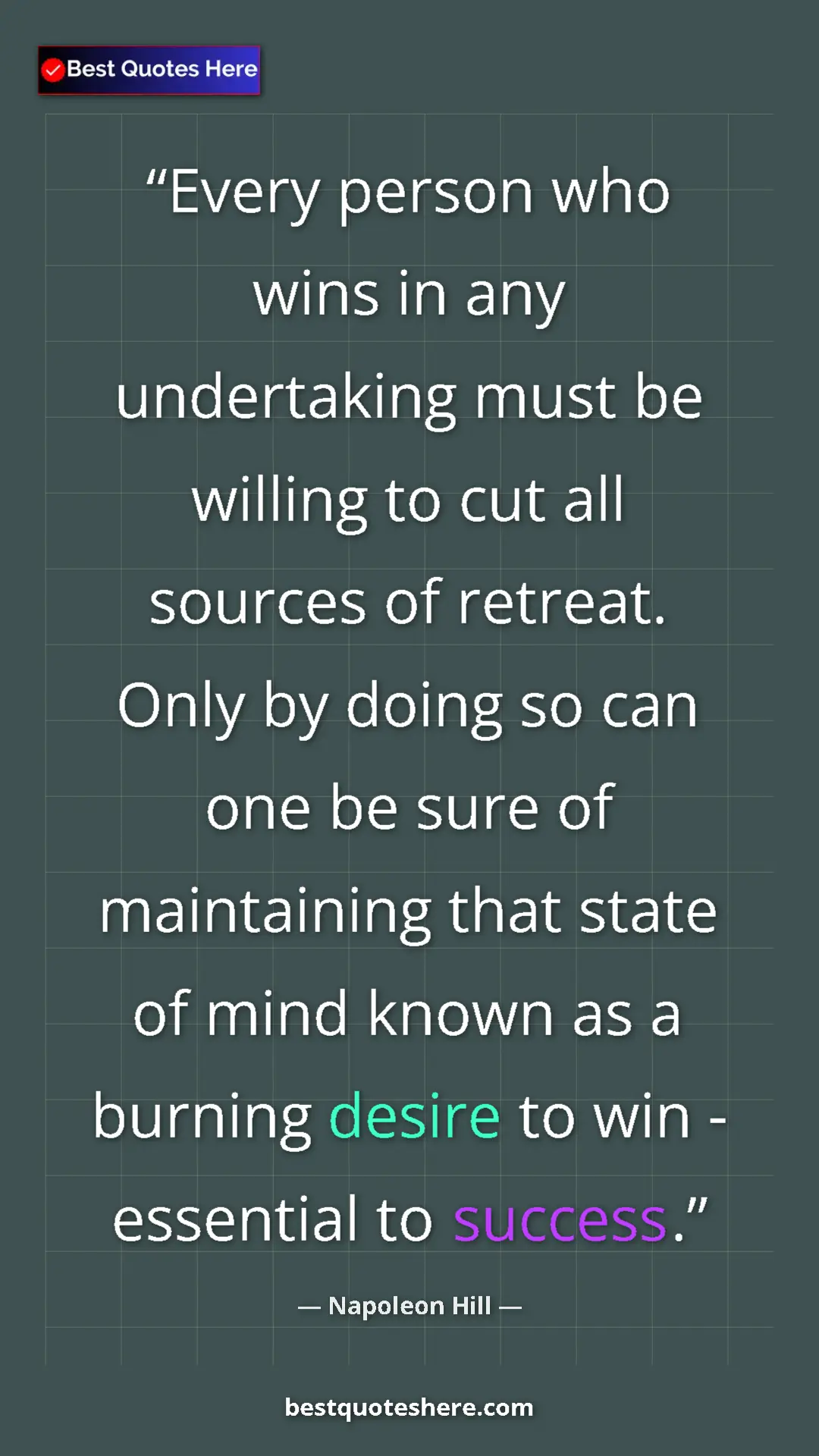 Napoleon Hill Quote Card: "Every person who wins in any undertaking must be willing to..." Pinterest quote poster by Napoleon Hill: "Every person who wins in any undertaking must be willing to..."