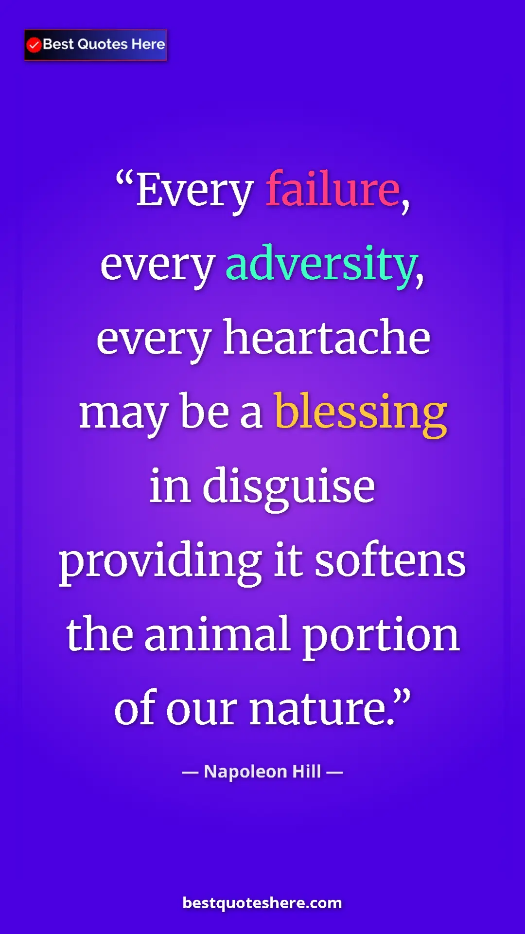 Napoleon Hill Quote Card: "Every failure, every adversity, every heartache may be a..." Pinterest quote poster by Napoleon Hill: "Every failure, every adversity, every heartache may be a..."