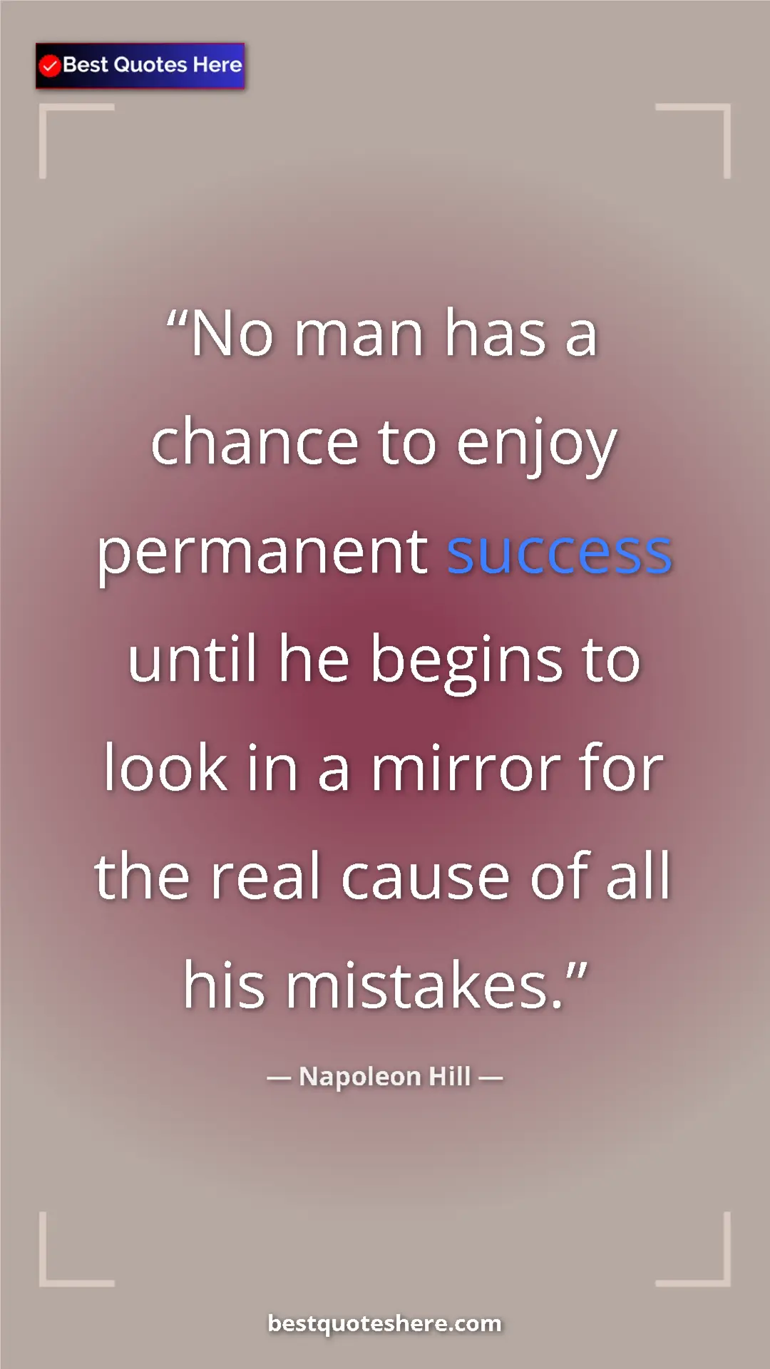 Napoleon Hill Quote Card: "No man has a chance to enjoy permanent success until he..." Pinterest quote poster by Napoleon Hill: "No man has a chance to enjoy permanent success until he..."
