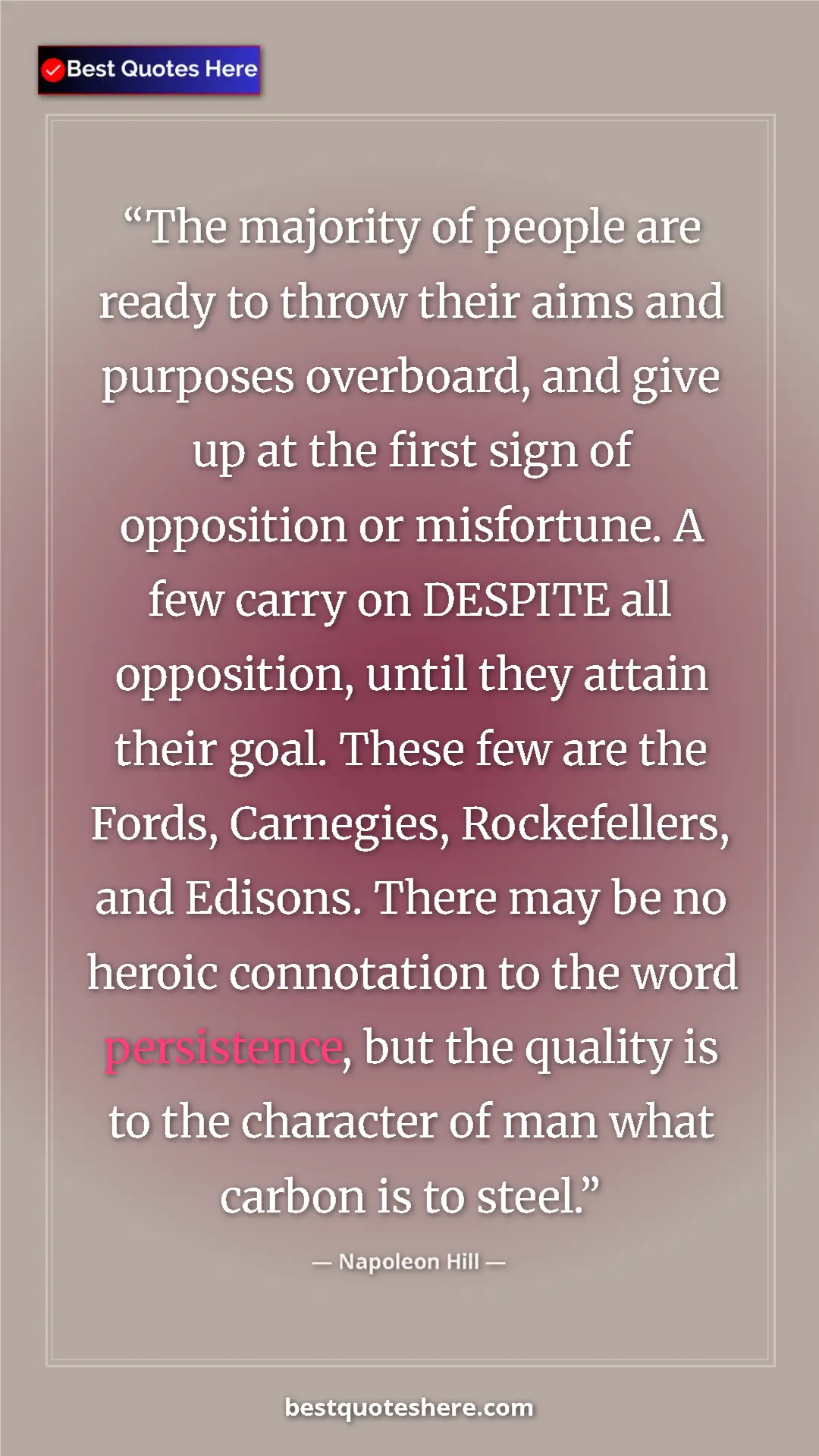 Napoleon Hill Quote Card: "The majority of people are ready to throw their aims and..." Pinterest quote poster by Napoleon Hill: "The majority of people are ready to throw their aims and..."