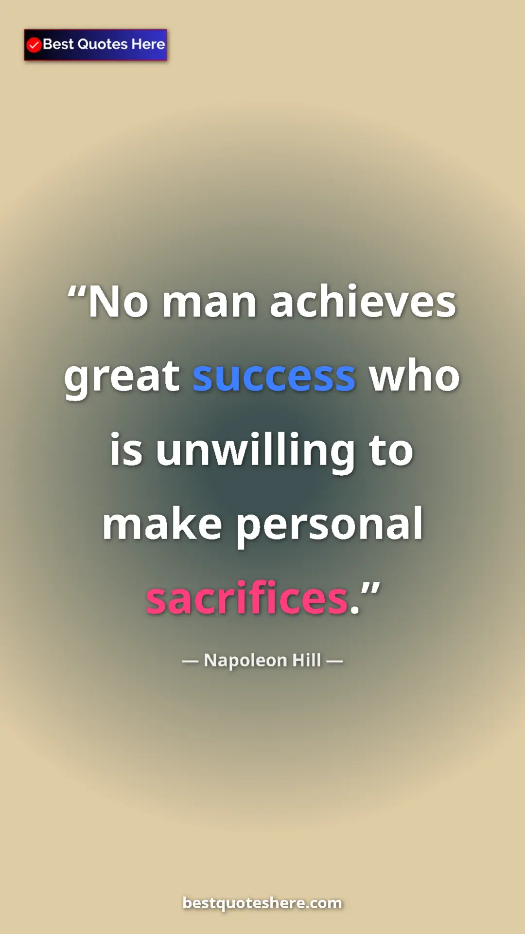 Napoleon Hill Quote Card: "No man achieves great success who is unwilling to make..." Pinterest quote poster by Napoleon Hill: "No man achieves great success who is unwilling to make..."