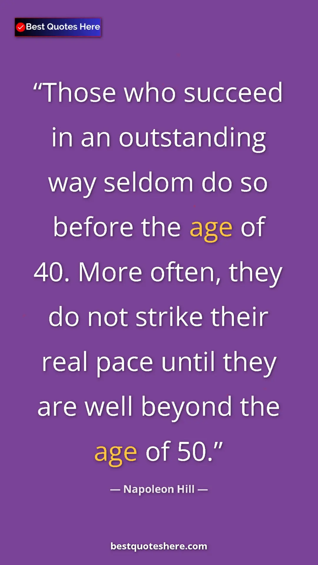 Napoleon Hill Quote Card: "Those who succeed in an outstanding way seldom do so before..." Pinterest quote poster by Napoleon Hill: "Those who succeed in an outstanding way seldom do so before..."