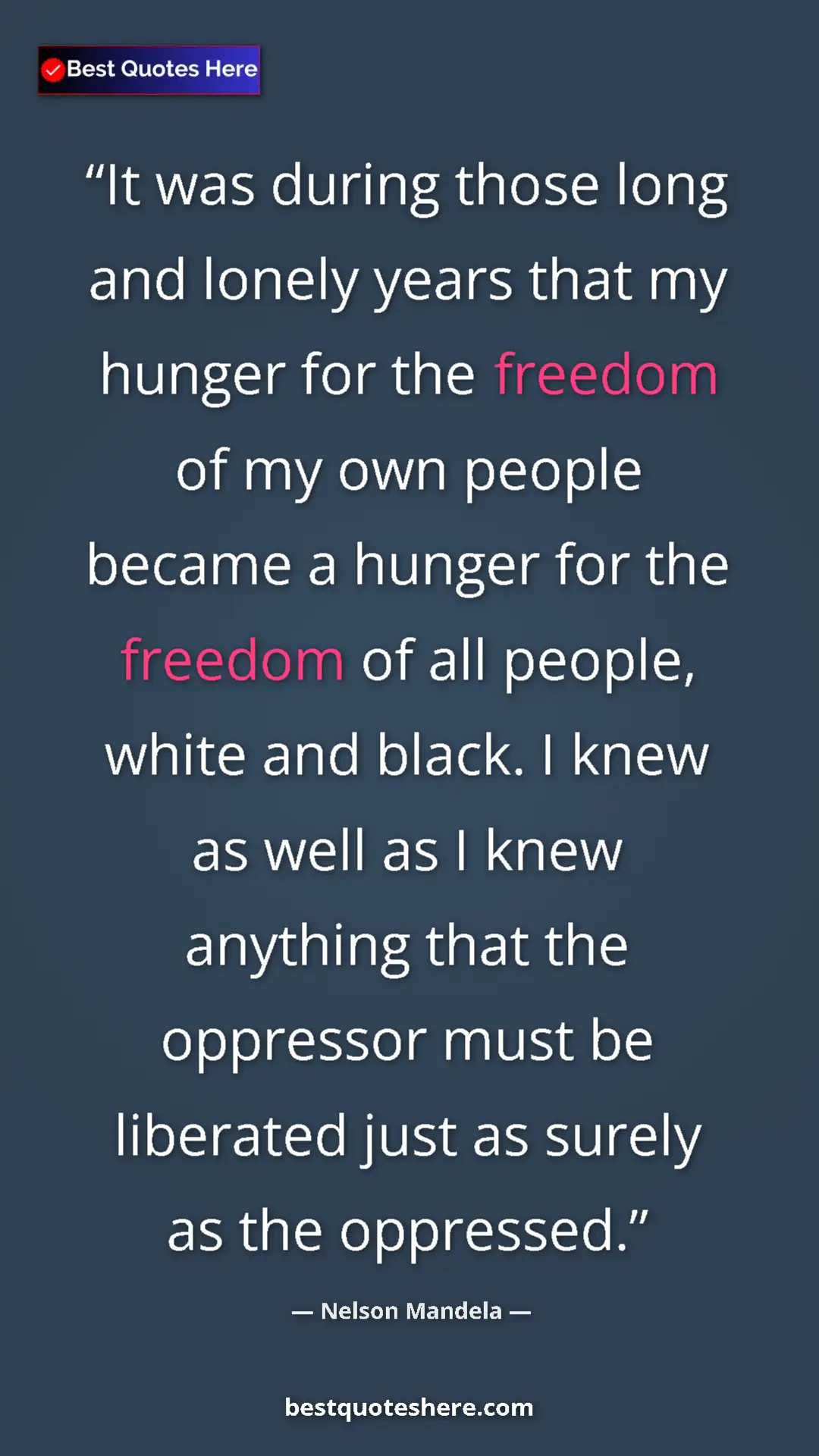 Nelson Mandela Quote Card: "It was during those long and lonely years that my hunger..." Pinterest quote poster by Nelson Mandela: "It was during those long and lonely years that my hunger..."