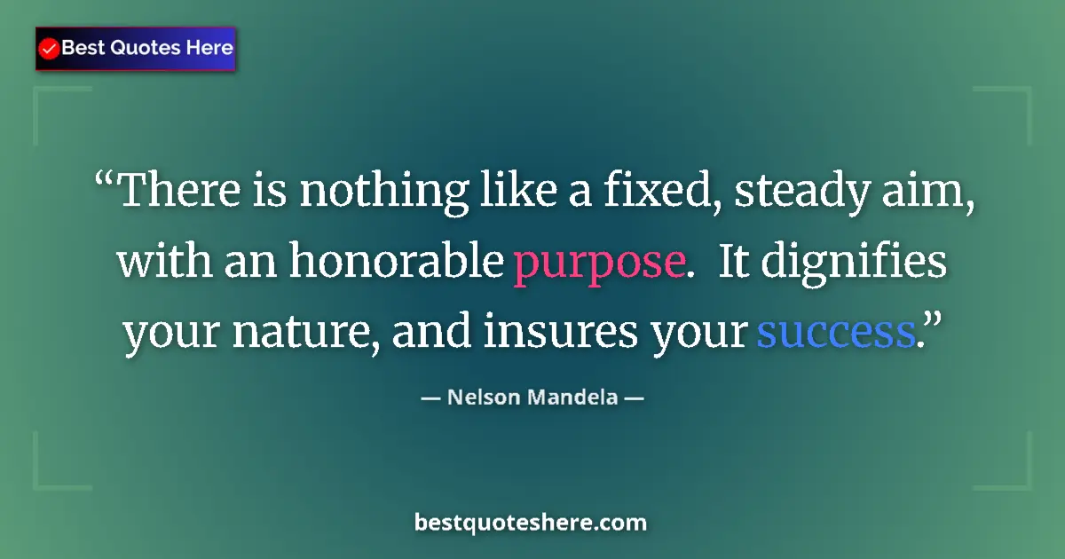 Quote by Nelson Mandela: There is nothing like a fixed, steady aim, with an
