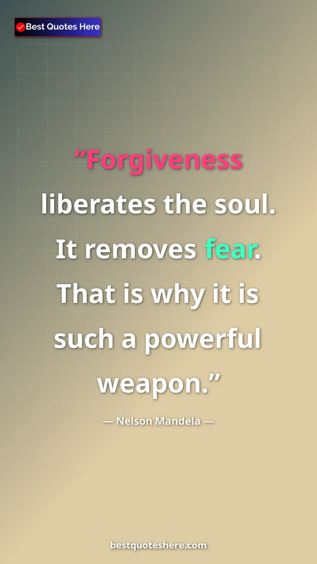 Pinterest quote poster by Nelson Mandela: "Forgiveness liberates the soul. It removes fear. That is..."