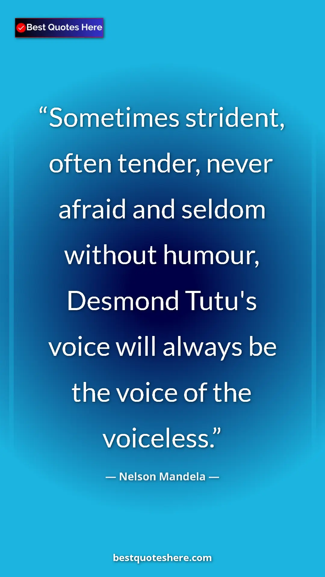 Pinterest quote poster by Nelson Mandela: "Sometimes strident, often tender, never afraid and seldom..."