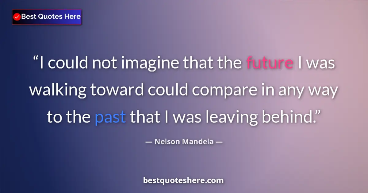 Image for the quote by Nelson Mandela: I could not imagine that the future I was walking toward could compare in any way to the past that I...