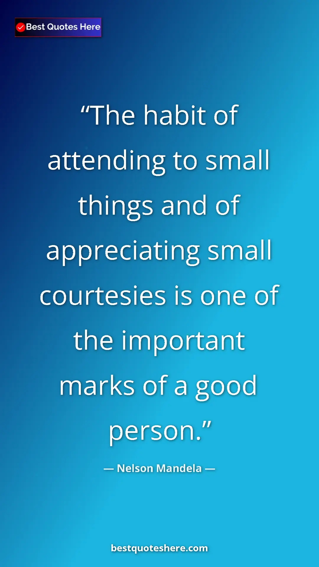 Pinterest quote poster by Nelson Mandela: "The habit of attending to small things and of appreciating..."