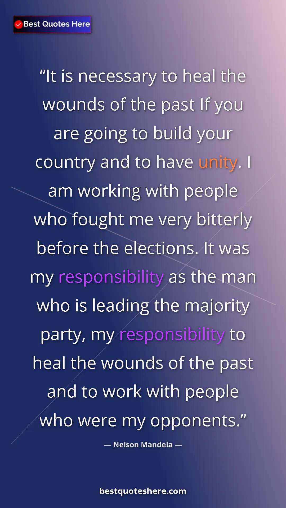 Pinterest quote poster by Nelson Mandela: "It is necessary to heal the wounds of the past If you are..."