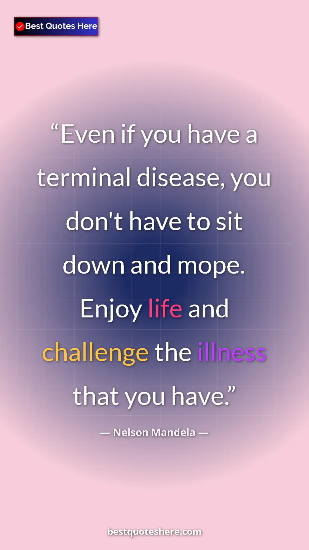 Pinterest quote poster by Nelson Mandela: "Even if you have a terminal disease, you don't have to sit..."