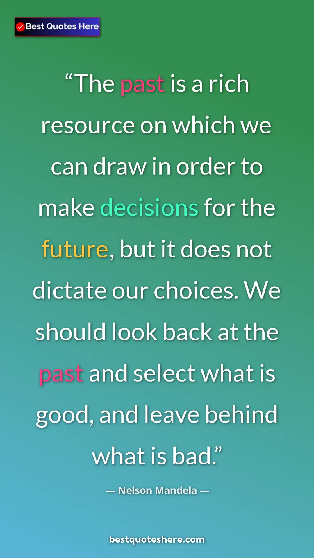 Pinterest quote poster by Nelson Mandela: "The past is a rich resource on which we can draw in order..."