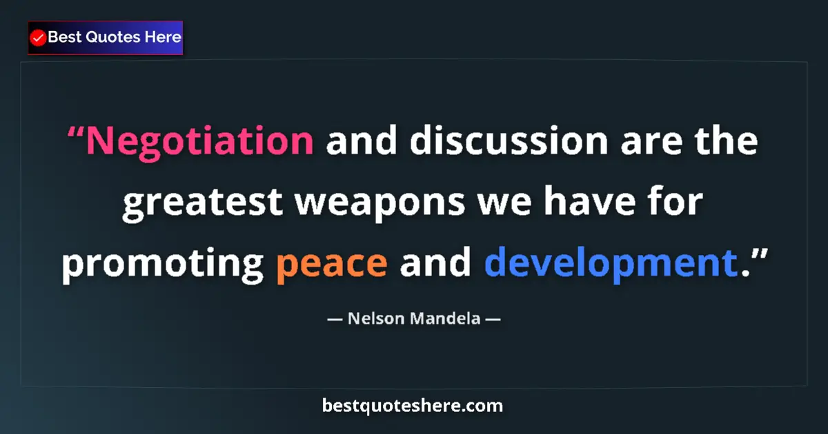 Quote by Nelson Mandela: Negotiation and discussion are the greatest weapon
