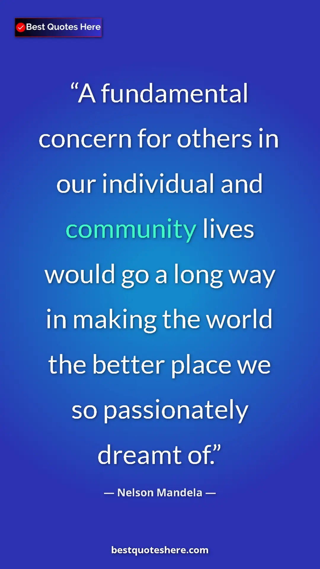 Pinterest quote poster by Nelson Mandela: "A fundamental concern for others in our individual and commu"