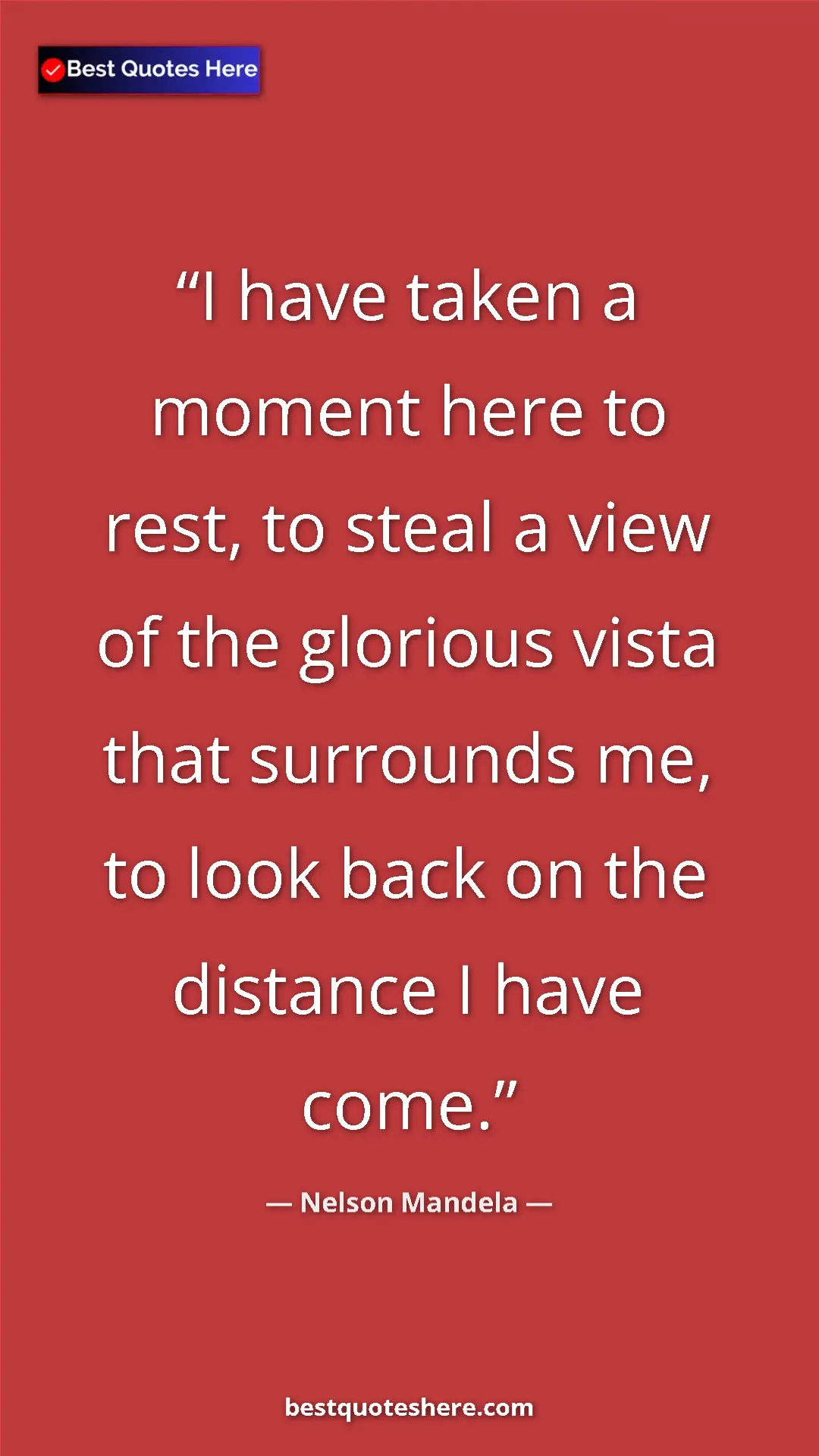 Pinterest quote poster by Nelson Mandela: "I have taken a moment here to rest, to steal a view of the g"