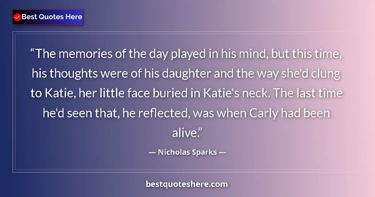 Nicholas Sparks quote: "The memories of the day played in his mind, but this time,..."