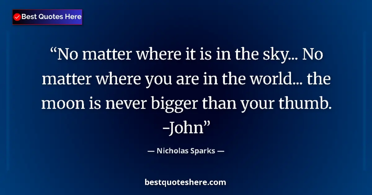 Quote by Nicholas Sparks: No matter where it is in the sky... No matter wher