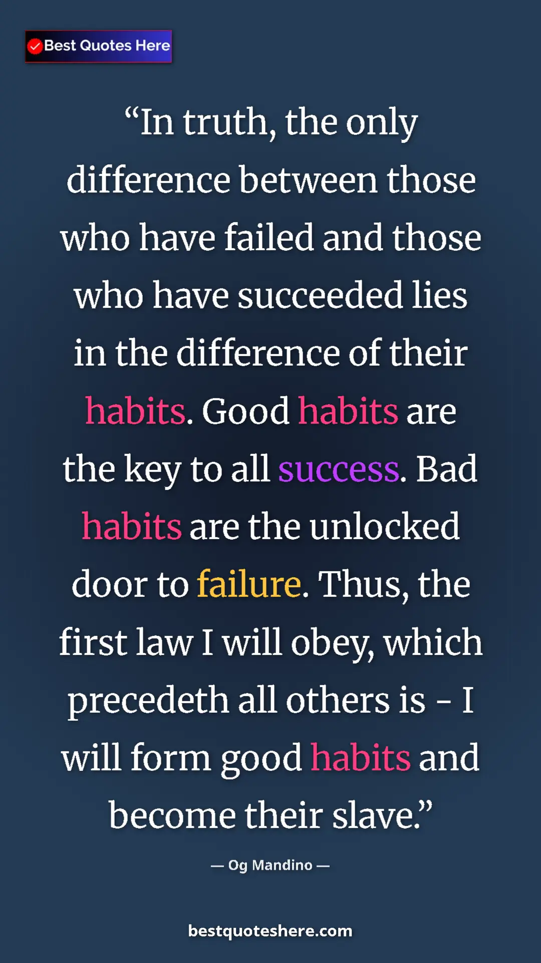 Og Mandino Quote Card: "In truth, the only difference between those who have failed..." Pinterest quote poster by Og Mandino: "In truth, the only difference between those who have failed..."