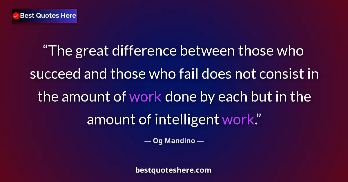 Quote by Og Mandino: The great difference between those who succeed and those who fail does not consist in the amount of ...