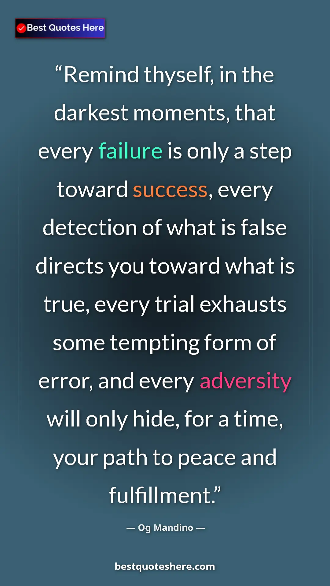 Og Mandino Quote Card: "Remind thyself, in the darkest moments, that every failure..." Pinterest quote poster by Og Mandino: "Remind thyself, in the darkest moments, that every failure..."