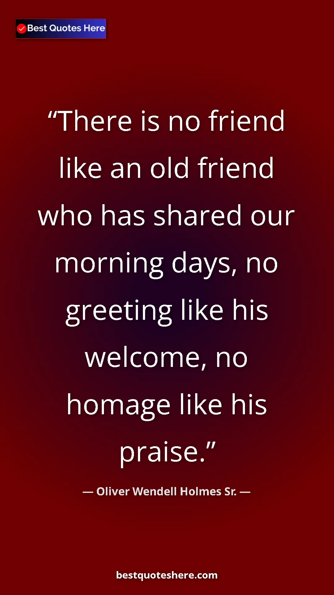 Pinterest quote poster by Oliver Wendell Holmes Sr.: "There is no friend like an old friend who has shared our..."