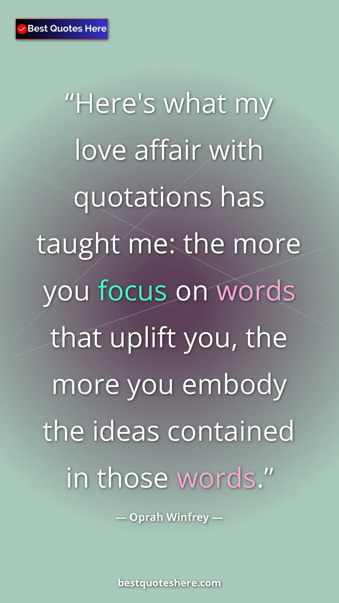 Oprah Winfrey Quote Card: "Here's what my love affair with quotations has taught me:..." Pinterest quote poster by Oprah Winfrey: "Here's what my love affair with quotations has taught me:..."