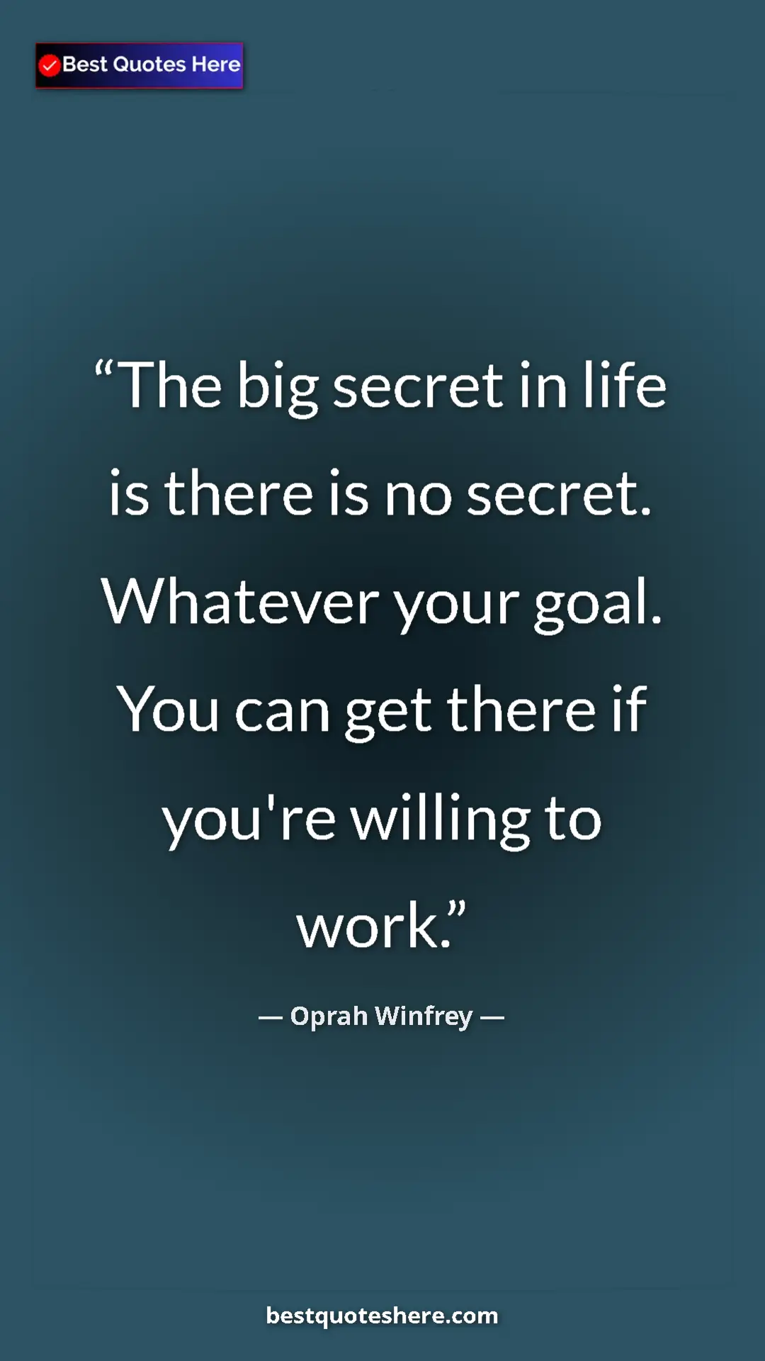 Pinterest quote poster by Oprah Winfrey: "The big secret in life is there is no secret. Whatever your..."