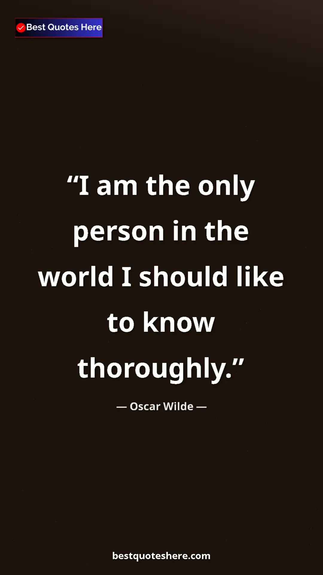 Pinterest quote poster by Oscar Wilde: "I am the only person in the world I should like to know..."