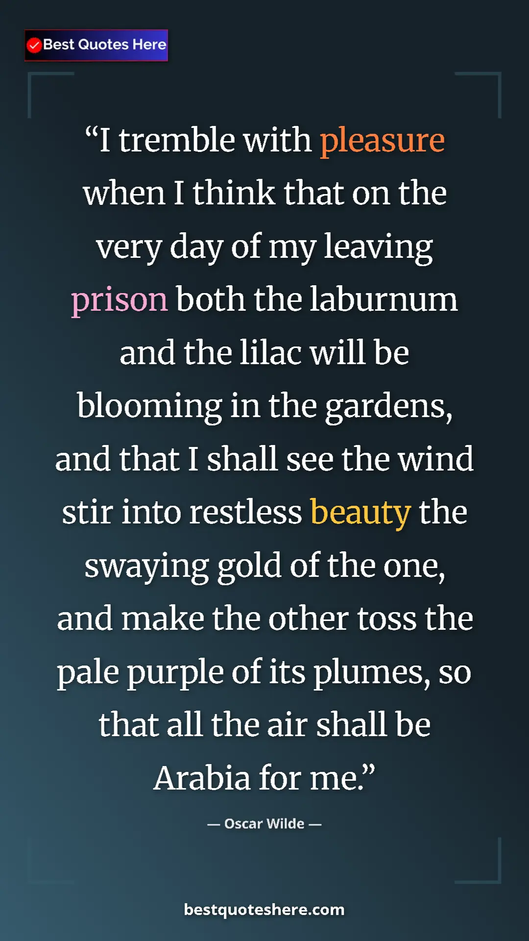 Oscar Wilde Quote Card: "I tremble with pleasure when I think that on the very day..." Pinterest quote poster by Oscar Wilde: "I tremble with pleasure when I think that on the very day..."