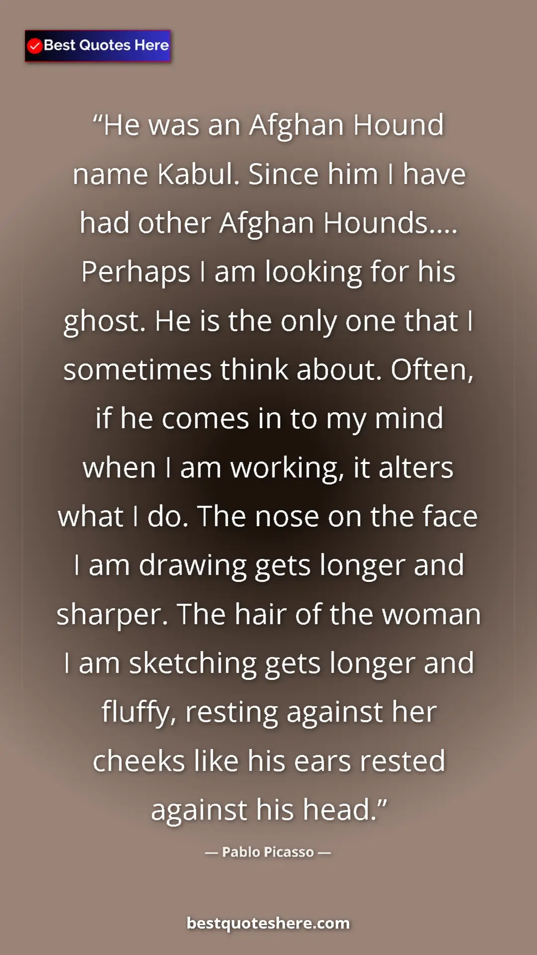 Pinterest quote poster by Pablo Picasso: "He was an Afghan Hound name Kabul. Since him I have had..."