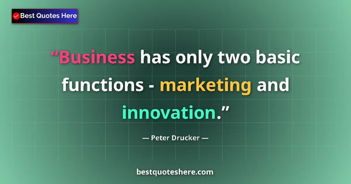 Quote by Peter Drucker: Business has only two basic functions - marketing and innovation....