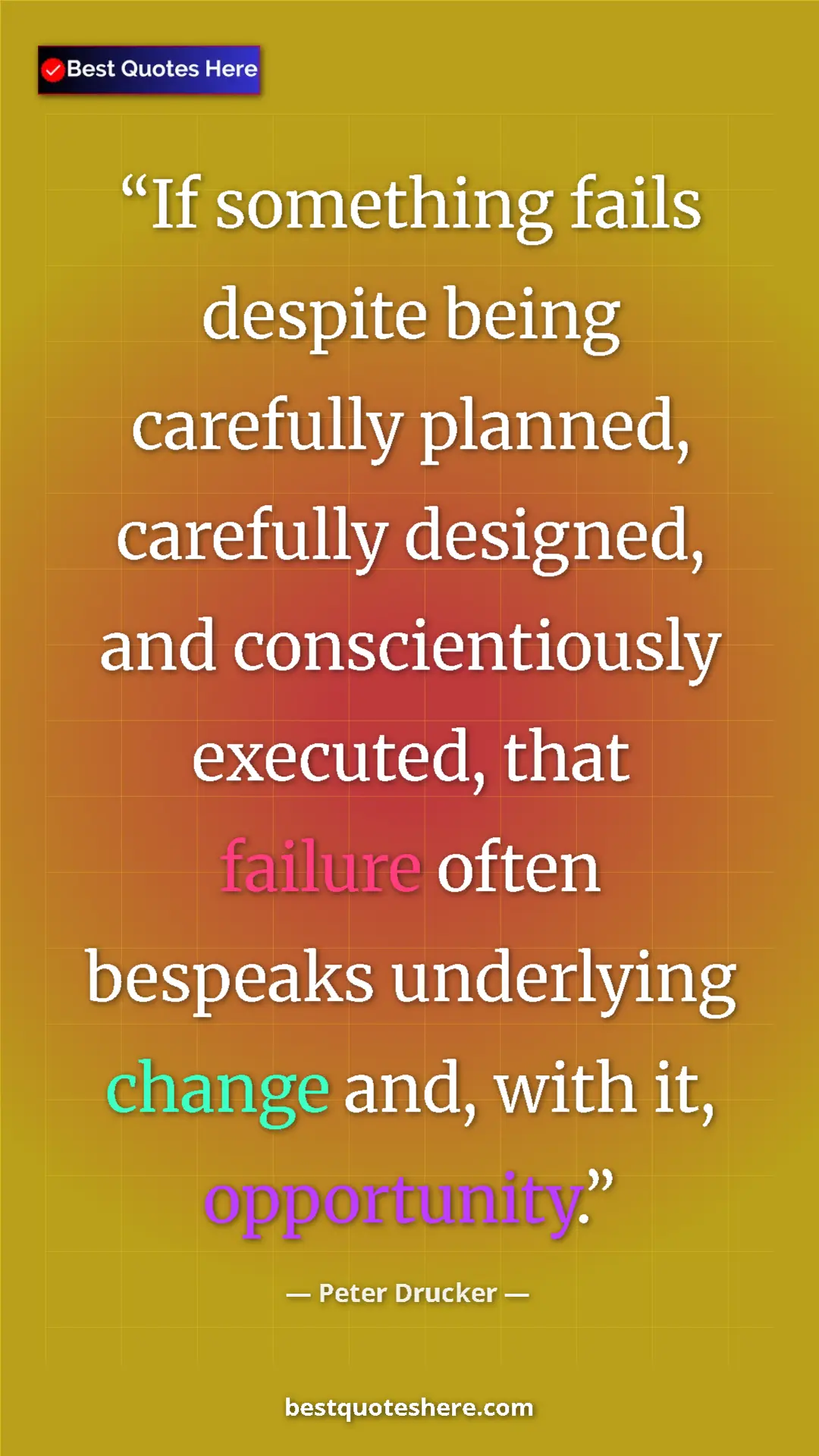 Pinterest quote poster by Peter Drucker: "If something fails despite being carefully planned,..."