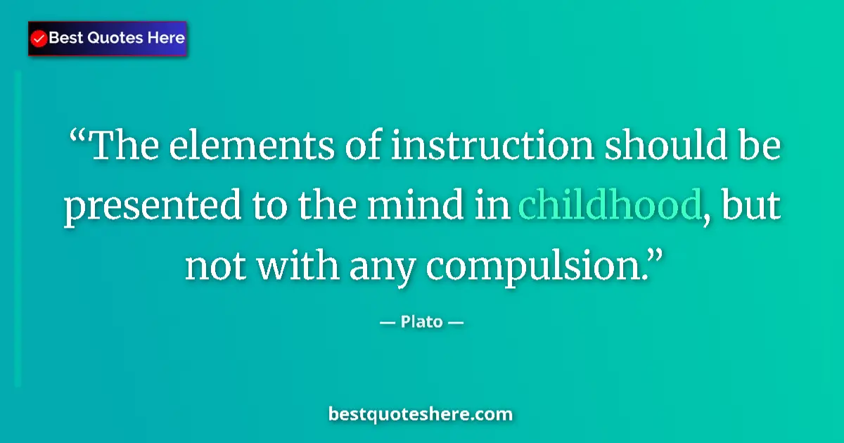 Plato quote: "The elements of instruction should be presented to the mind..."