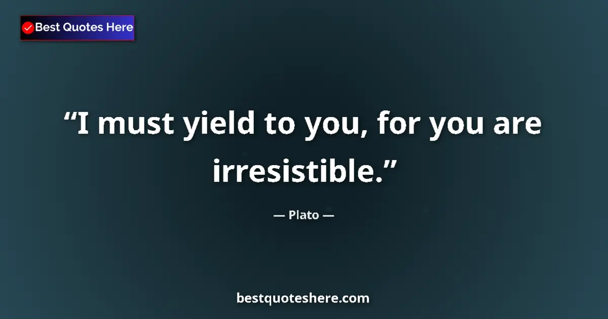 Plato quote: "I must yield to you, for you are irresistible."