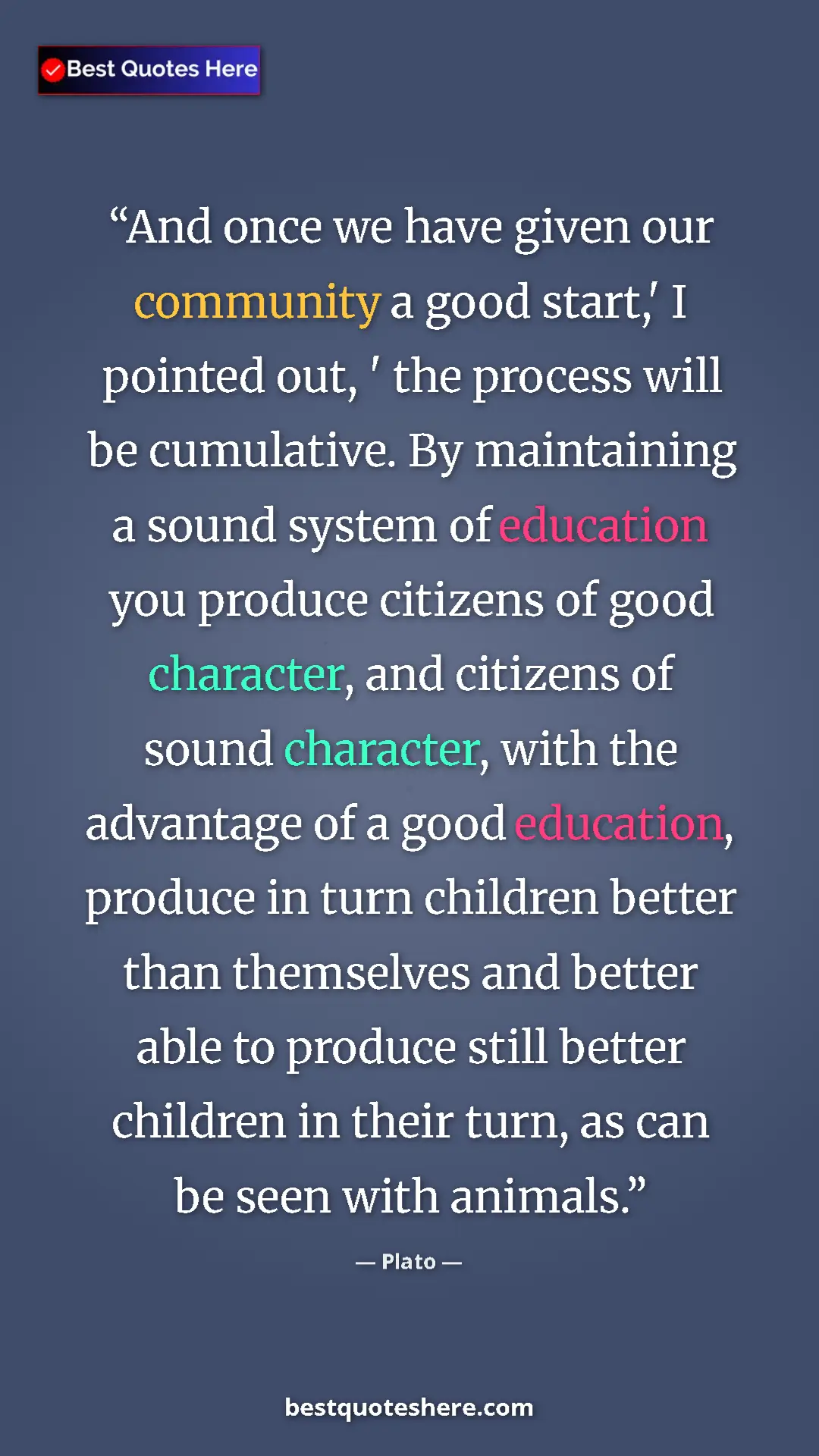 Plato Quote Card: "And once we have given our community a good start,' I..." Pinterest quote poster by Plato: "And once we have given our community a good start,' I..."