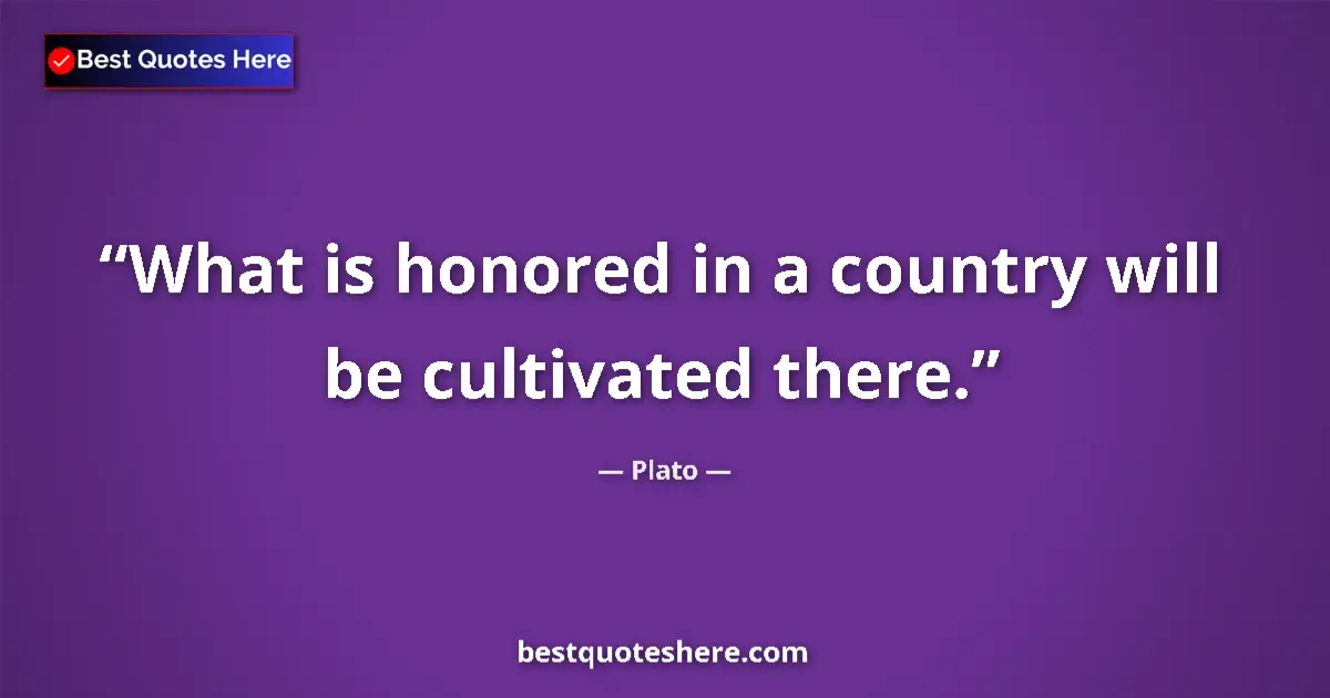 Plato quote: "What is honored in a country will be cultivated there."