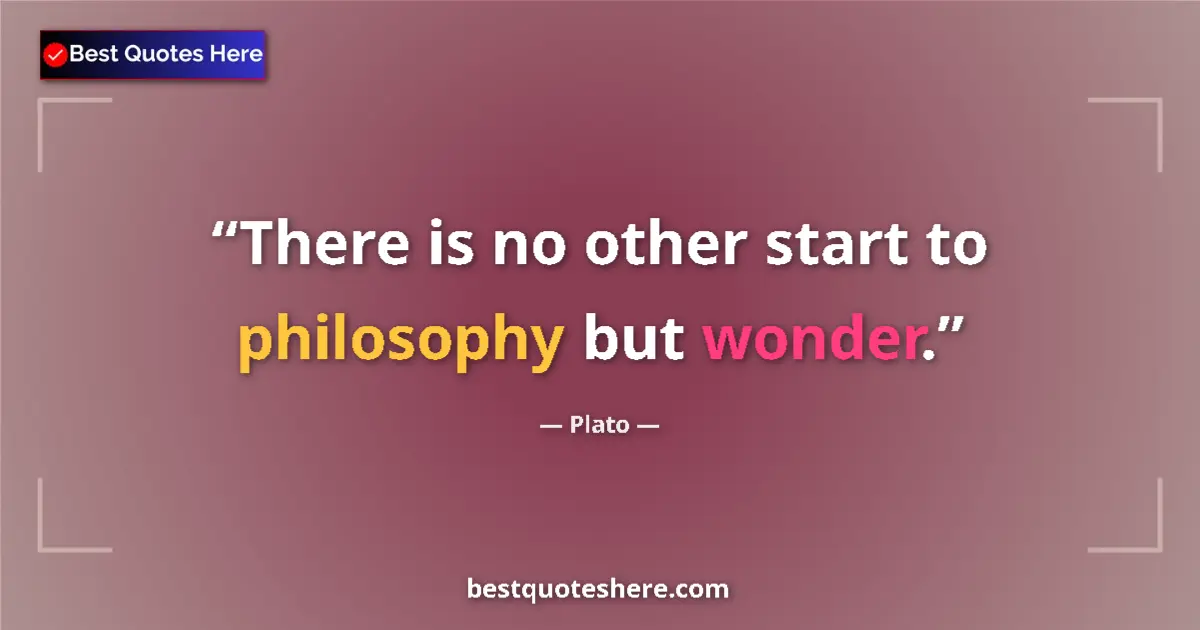 Plato quote: "There is no other start to philosophy but wonder."