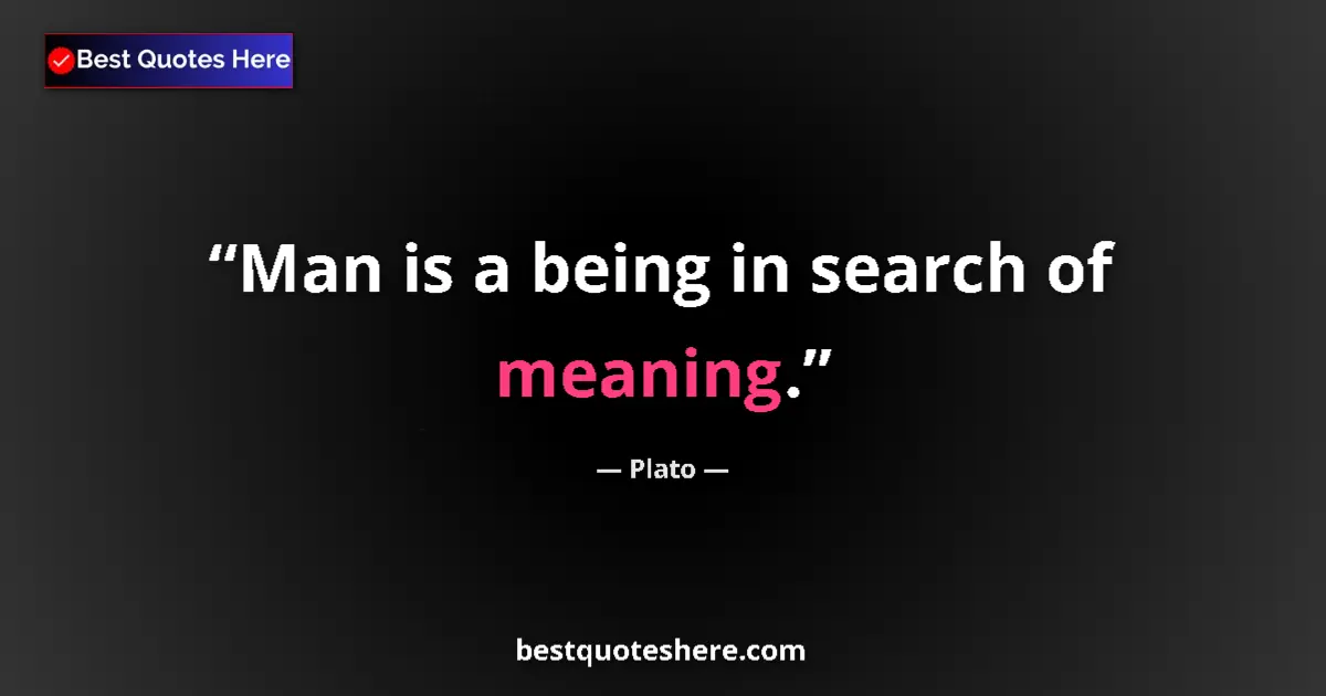 Plato quote: "Man is a being in search of meaning."
