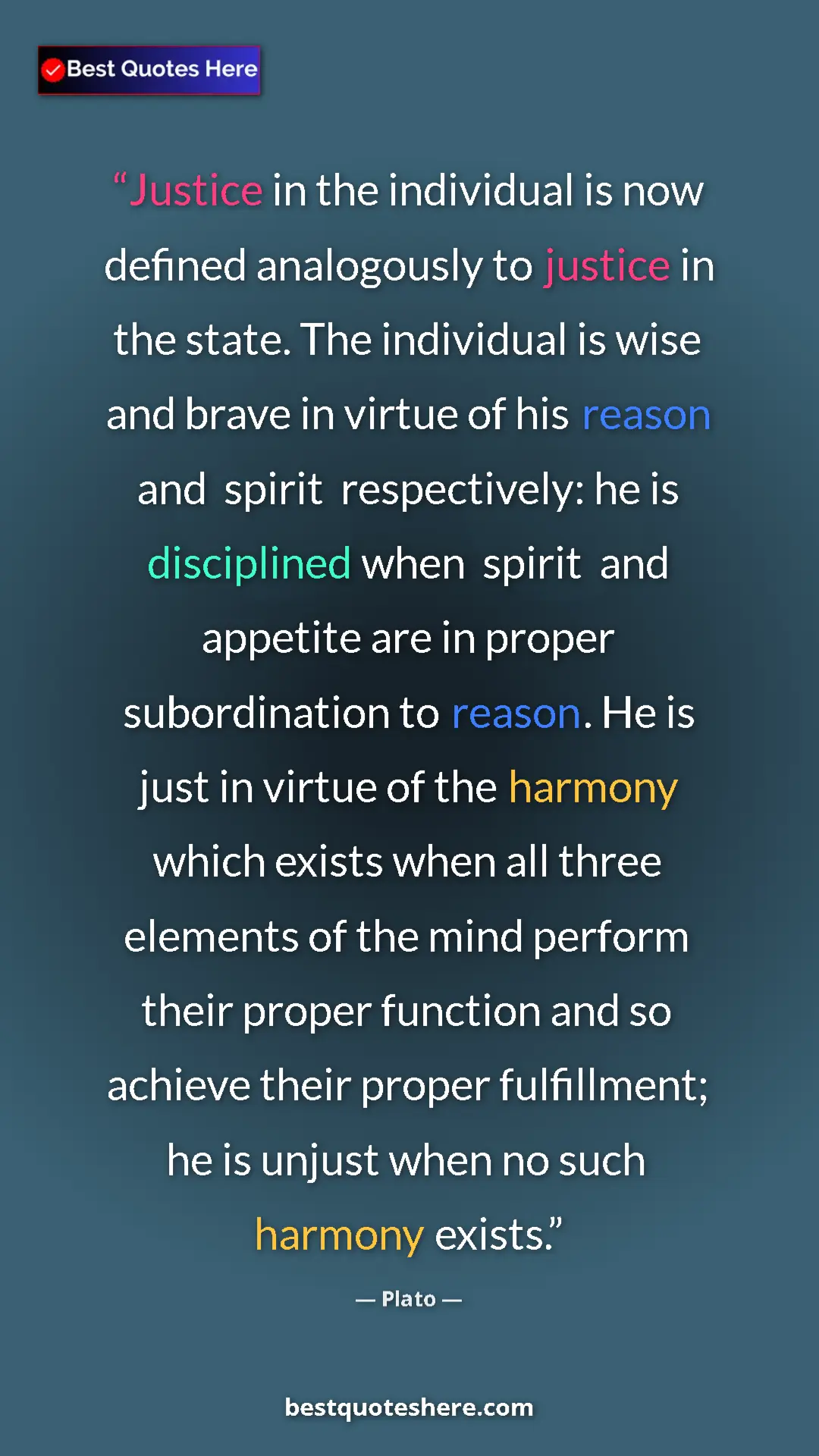Pinterest quote poster by Plato: "Justice in the individual is now defined analogously to..."