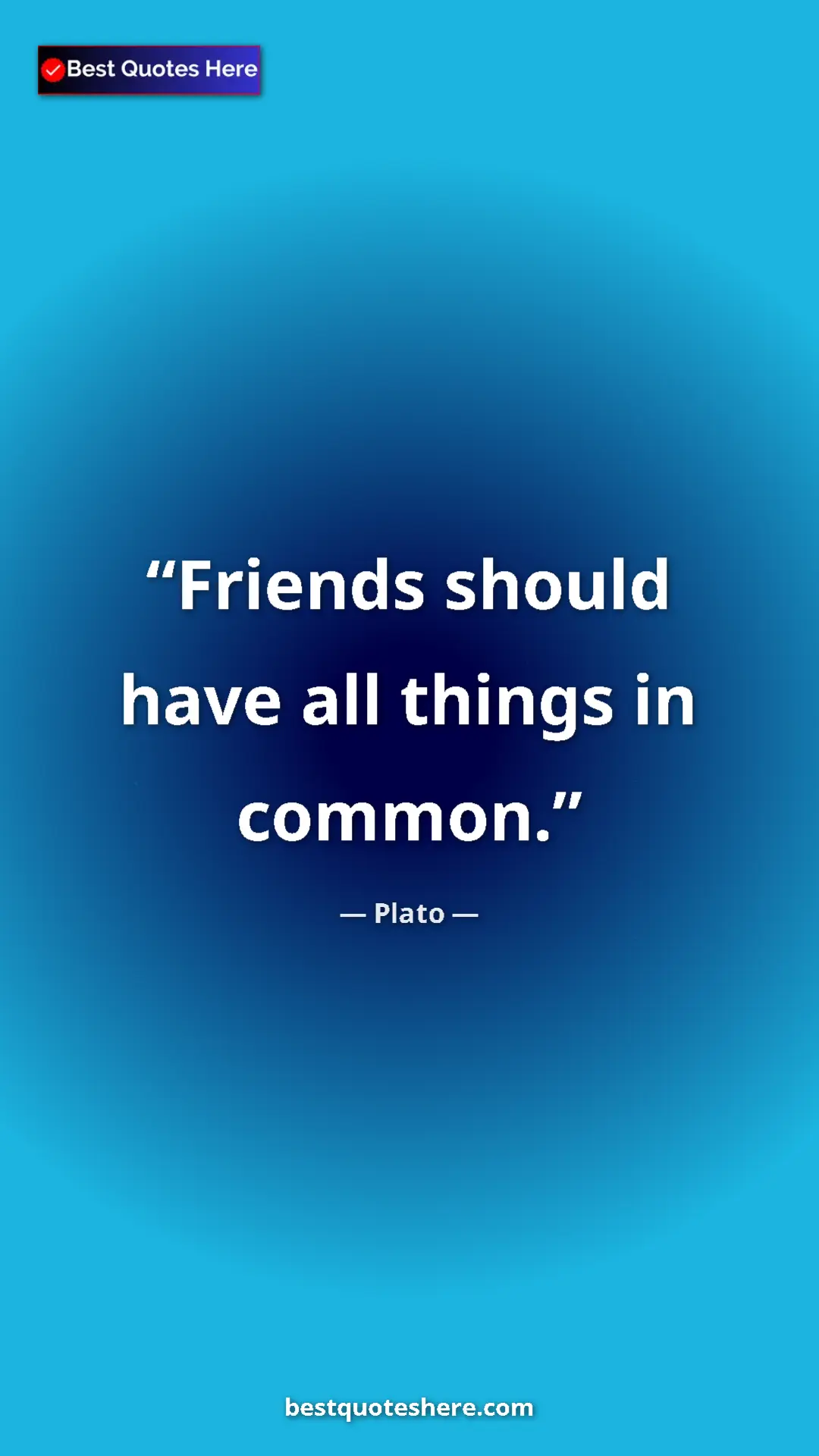 Pinterest quote poster by Plato: "Friends should have all things in common."