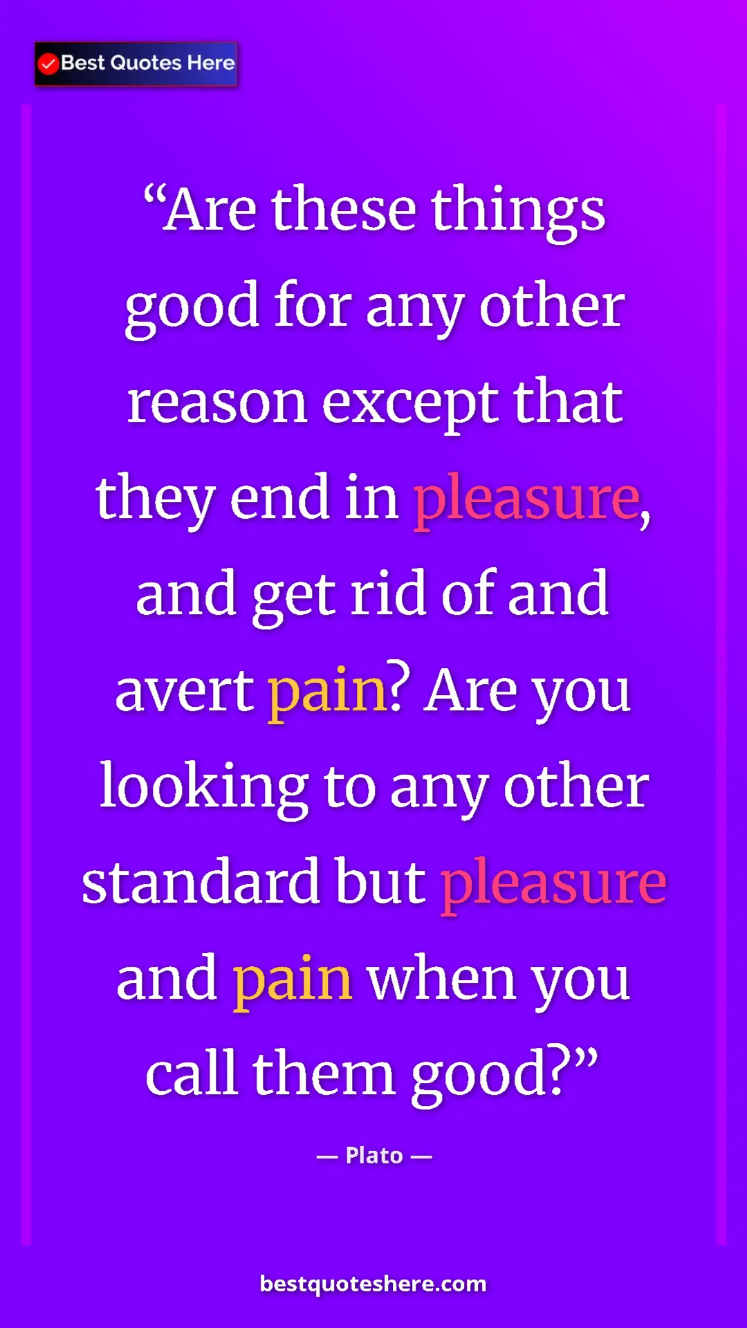 Pinterest quote poster by Plato: "Are these things good for any other reason except that they..."