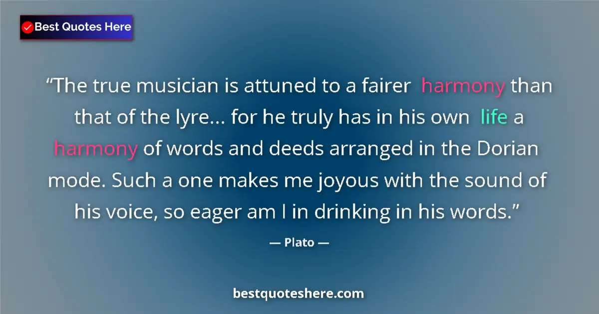 Plato Quote: "The true musician is attuned to a fairer harmony than that..." Plato quote: "The true musician is attuned to a fairer harmony than that..."