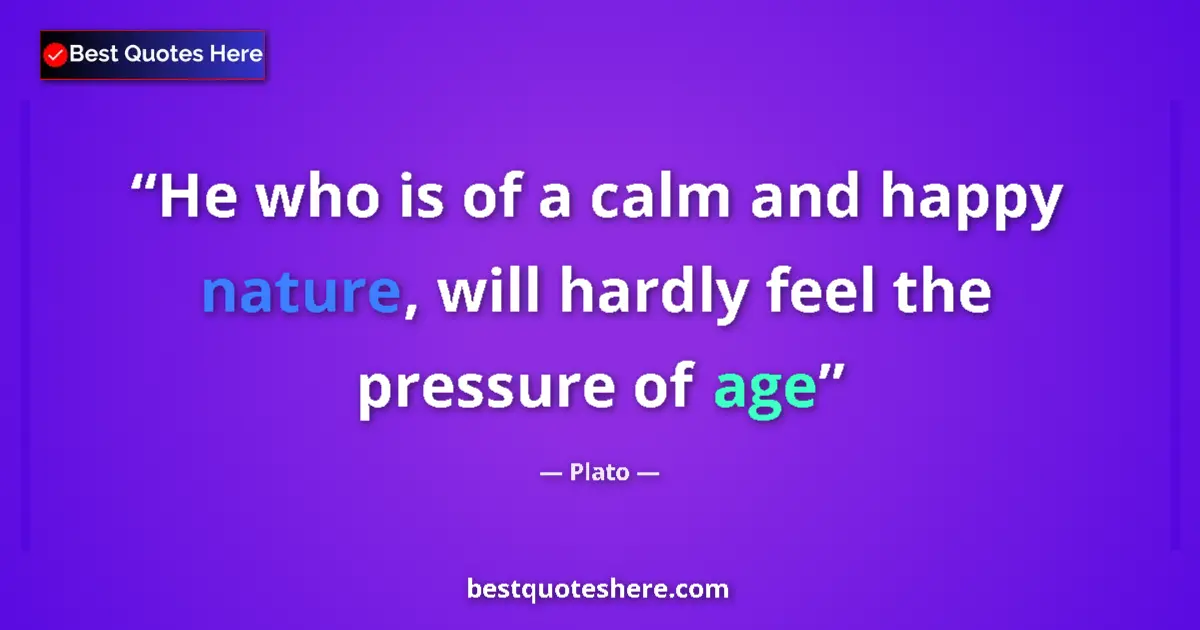Image for the quote by Plato: He who is of a calm and happy nature, will hardly feel the pressure of age...