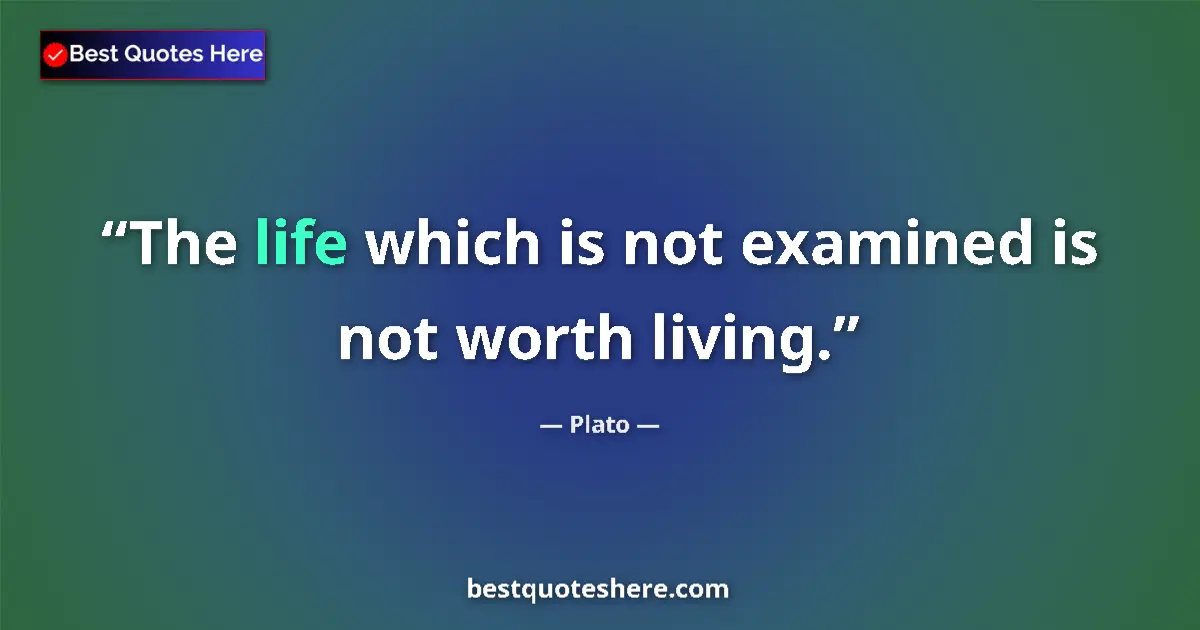 Plato quote: "The life which is not examined is not worth living."