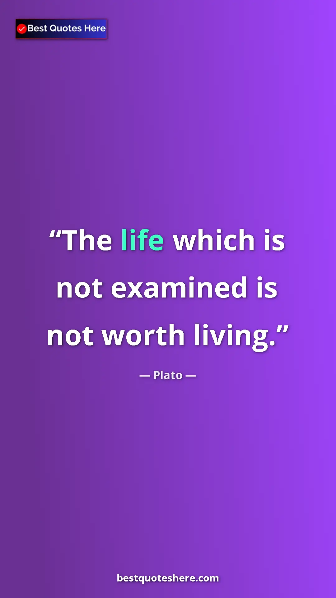 Pinterest quote poster by Plato: "The life which is not examined is not worth living."