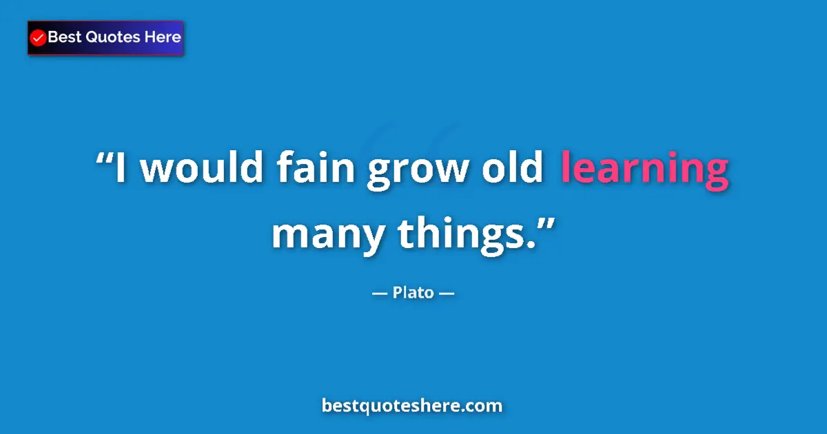 Image for the quote by Plato: I would fain grow old learning many things....
