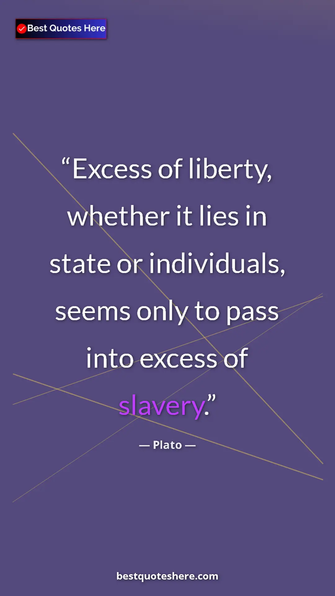 Pinterest quote poster by Plato: "Excess of liberty, whether it lies in state or individuals, "