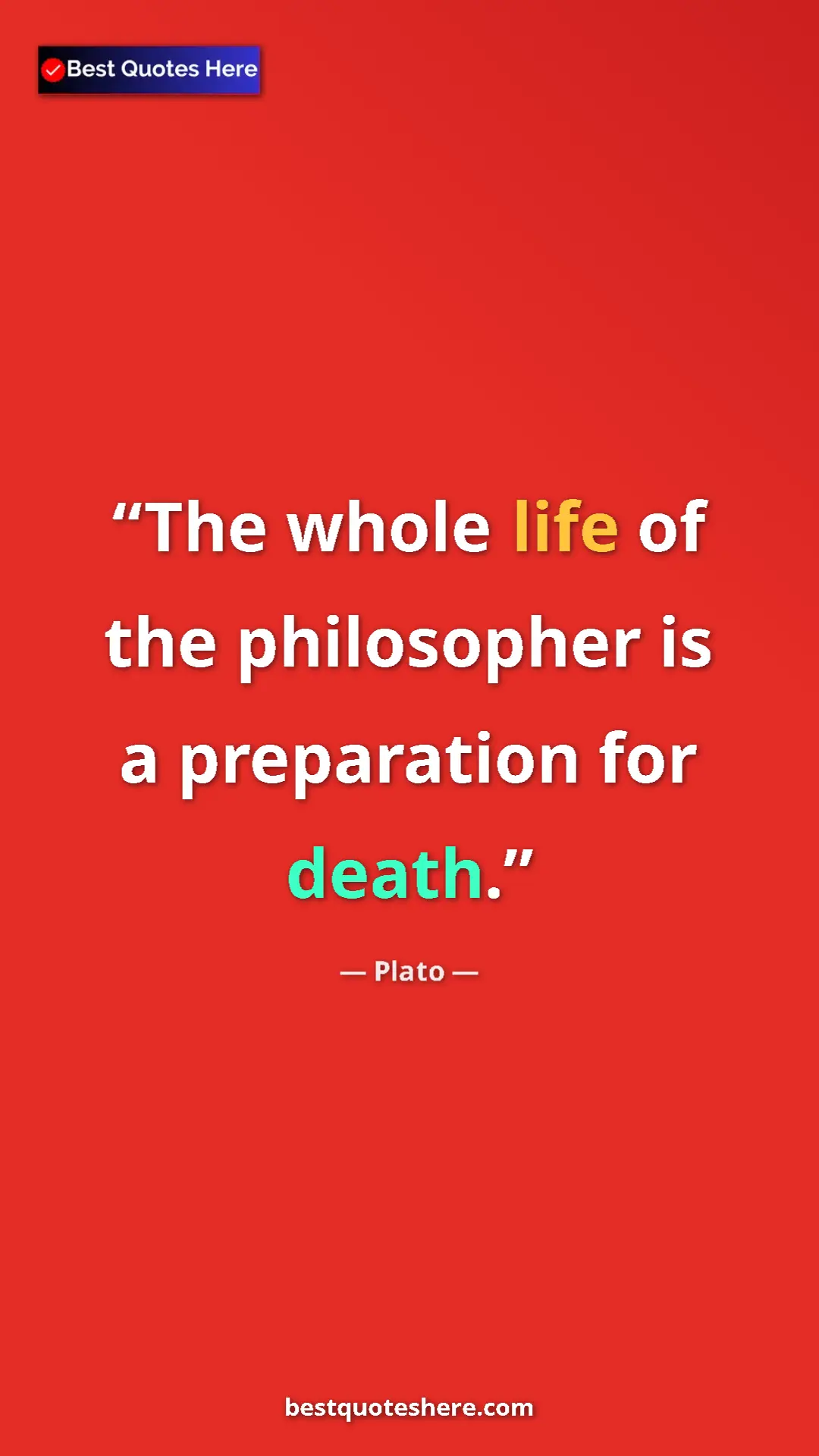 Pinterest quote poster by Plato: "The whole life of the philosopher is a preparation for..."