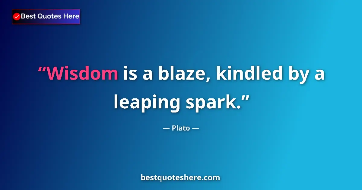 Quote by Plato: Wisdom is a blaze, kindled by a leaping spark....