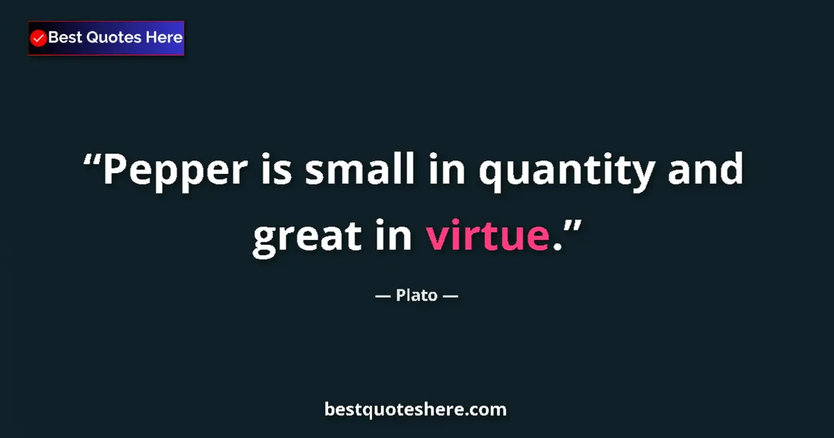 Quote by Plato: Pepper is small in quantity and great in virtue.