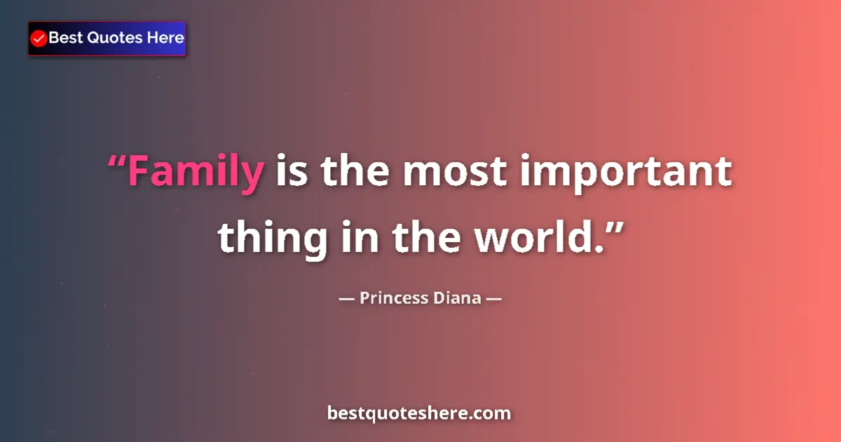 Quote by Princess Diana: Family is the most important thing in the world....